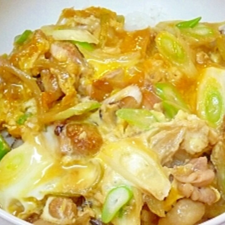 鶏肉を 先に炒めた　親子丼